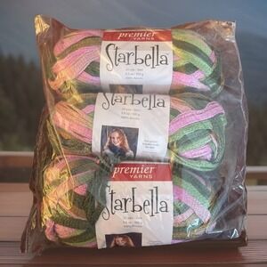 3 Skeins Of Premier & Starbella Yarn 3.5oz Happy‎ Pinks, Hope, Spring  Bouquet